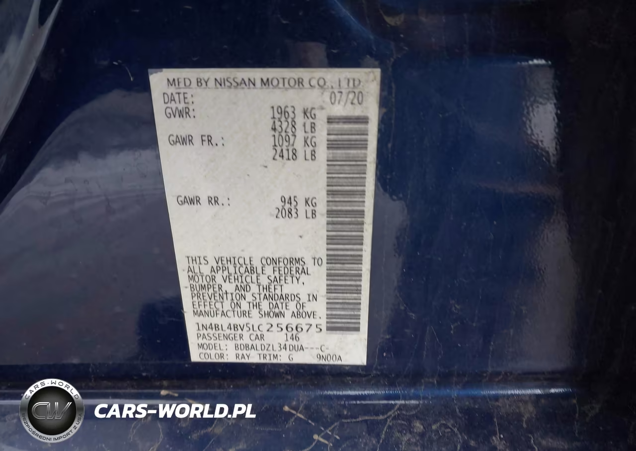 2020 Nissan Altima S Fwd VIN:1N4BL4BV5LC256675 - 9