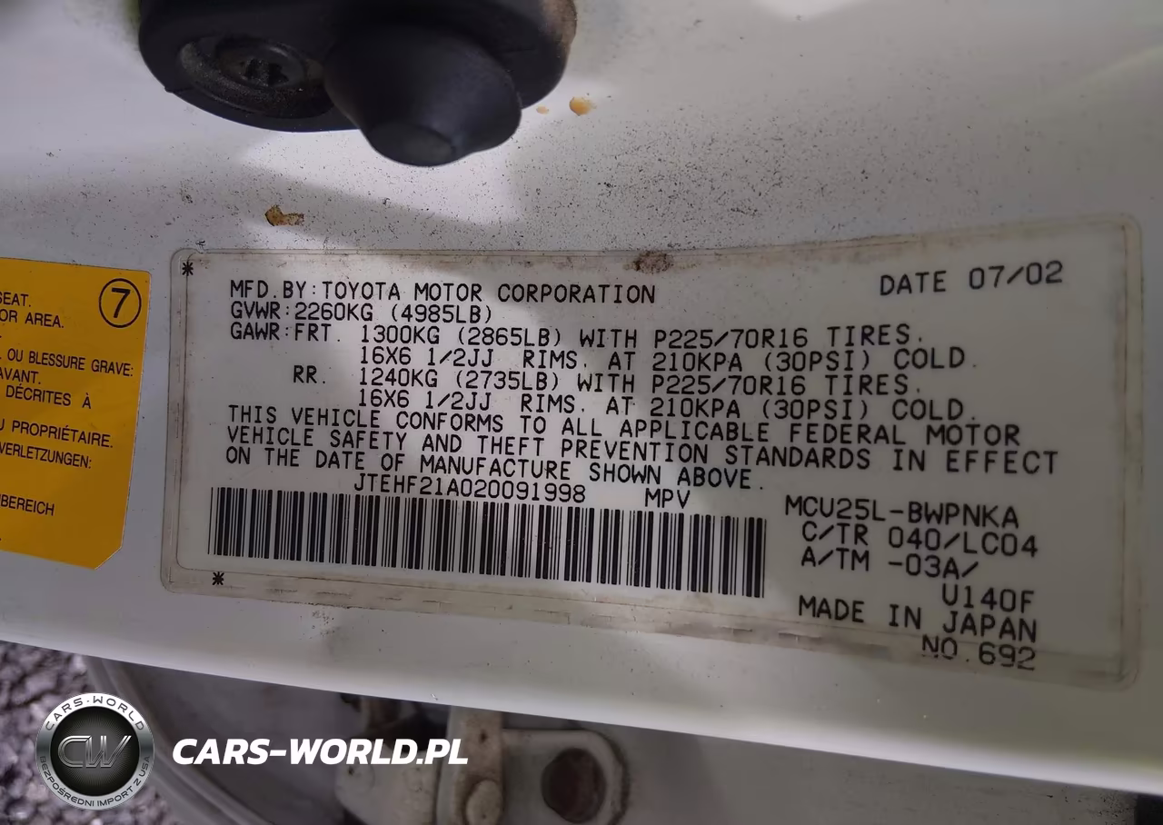 2002 Toyota Highlander Limited V6 VIN:JTEHF21A020091998 - 9