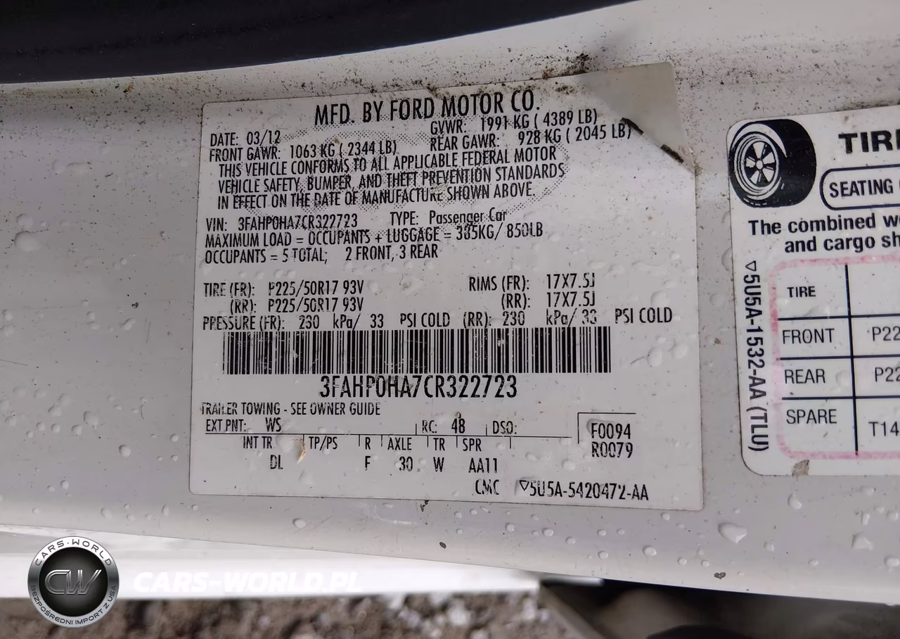 2012 Ford Fusion Se VIN:3FAHP0HA7CR322723 - 9