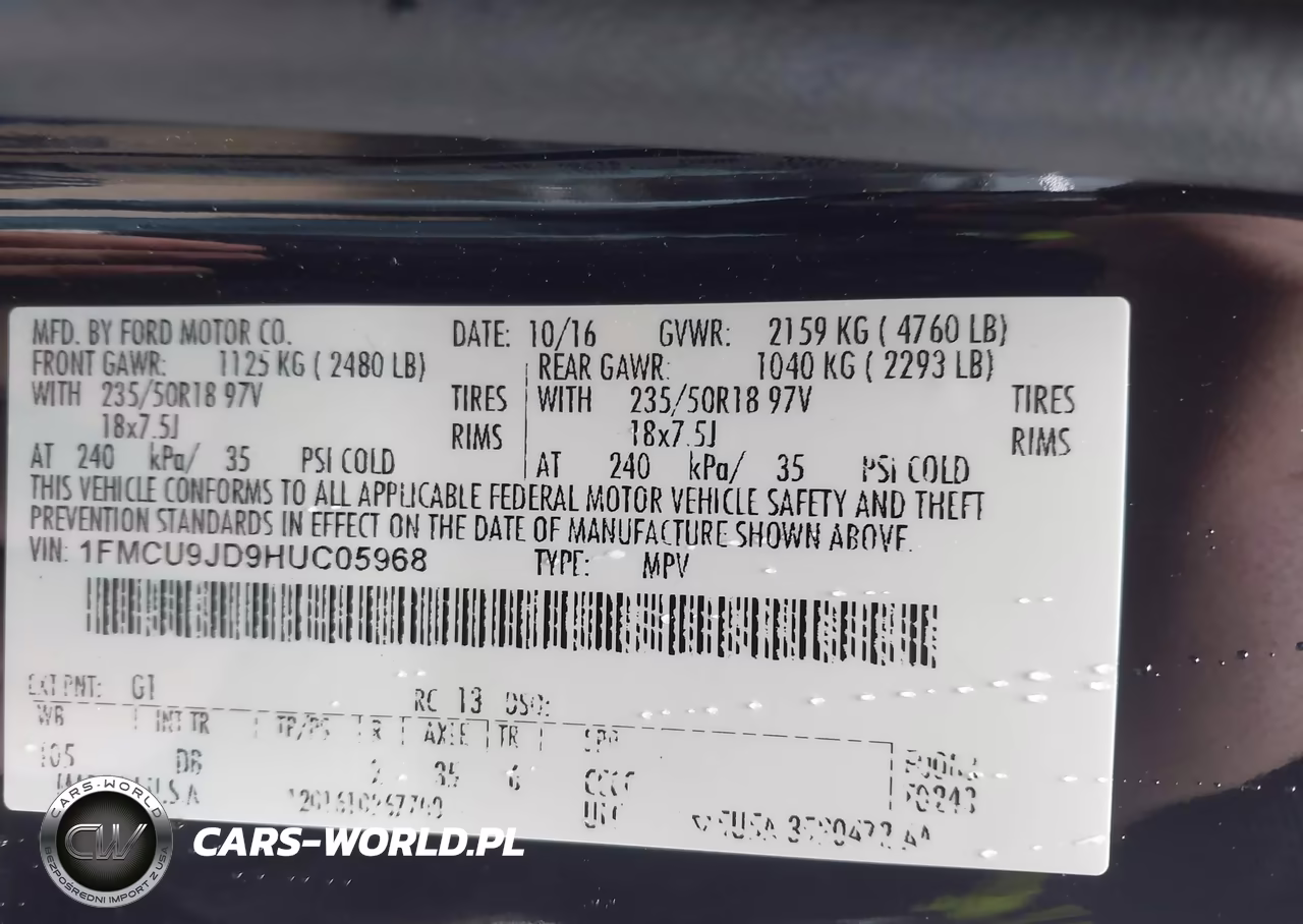 2017 Ford Escape Titanium VIN:1FMCU9JD9HUC05968 - 9
