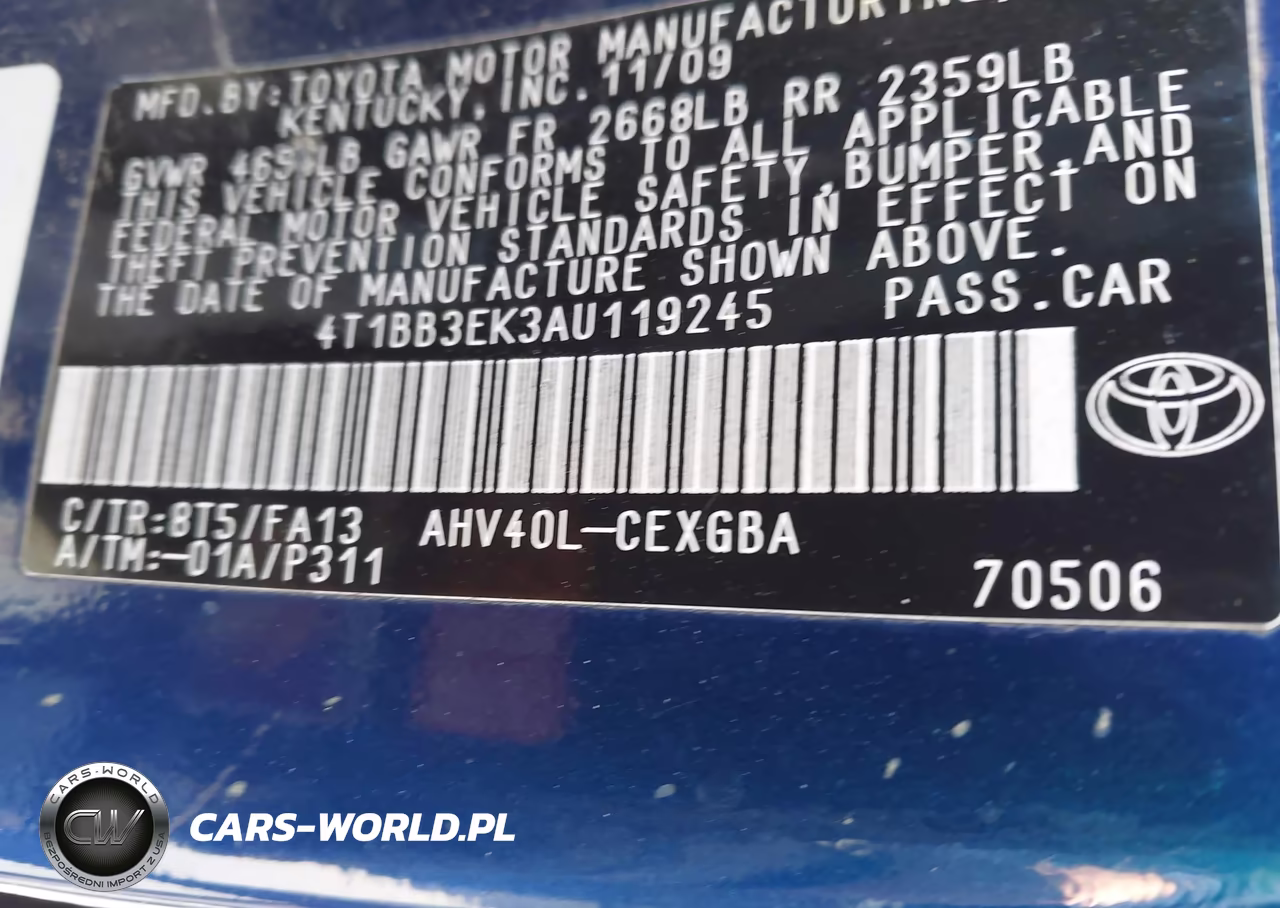 2010 Toyota Camry Hybrid VIN:4T1BB3EK3AU119245 - 9