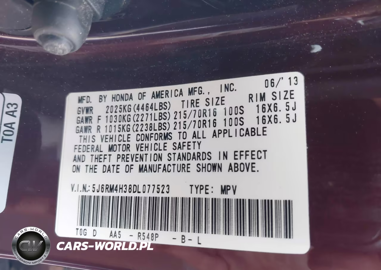 2013 Honda Cr-V Lx VIN:5J6RM4H38DL077523 - 9