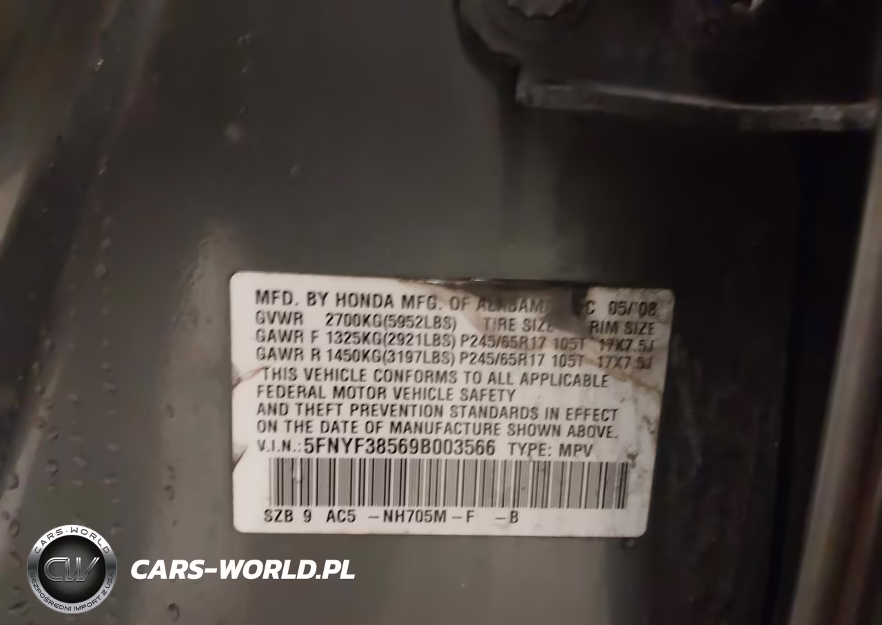 2009 Honda Pilot Ex-L VIN:5FNYF38569B003566 - 9