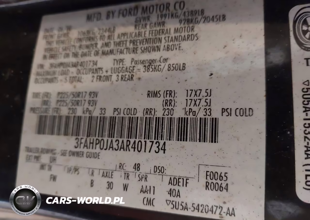 2010 Ford Fusion Sel VIN:3FAHP0JA3AR401734 - 9
