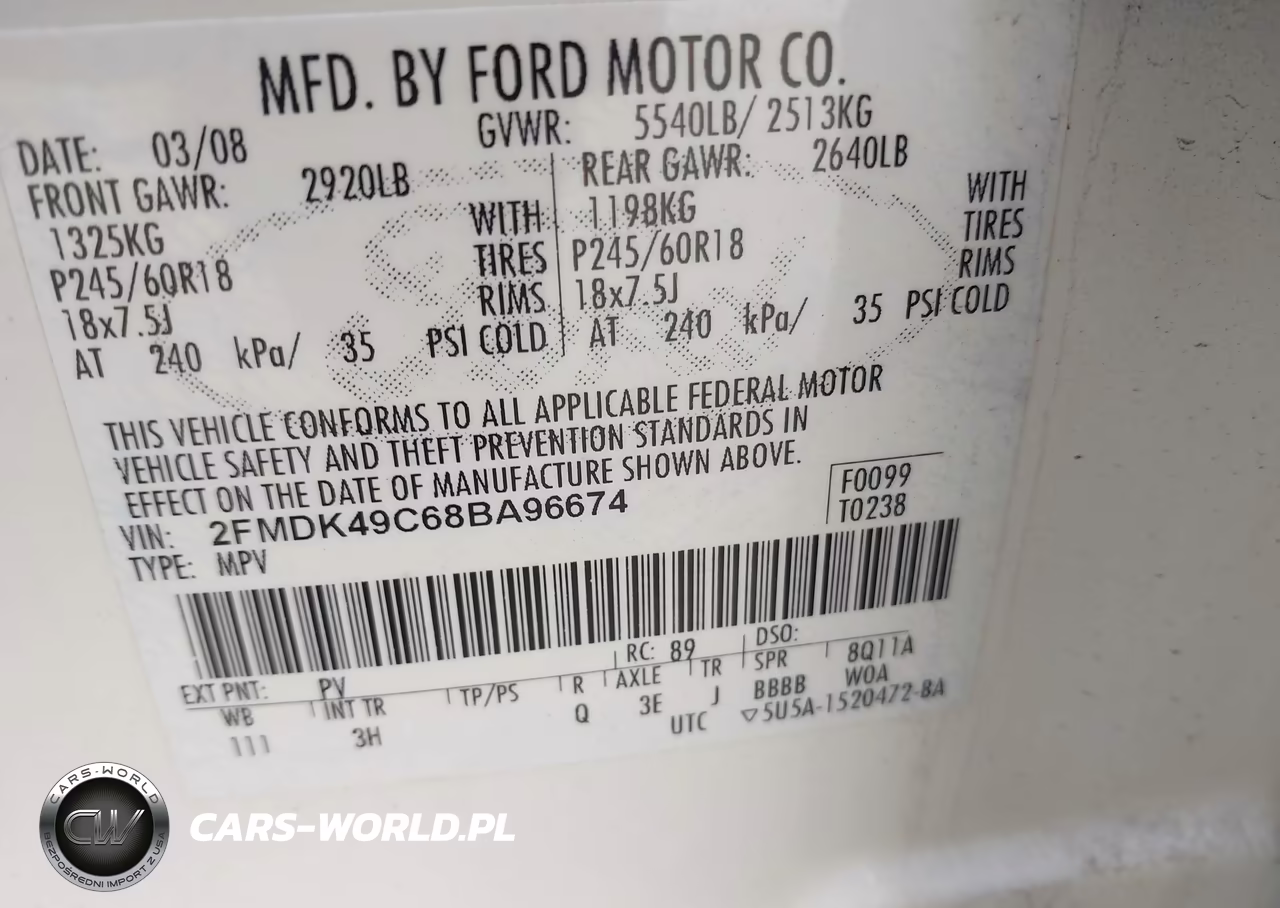 2008 Ford Edge Limited VIN:2FMDK49C68BA96674 - 9