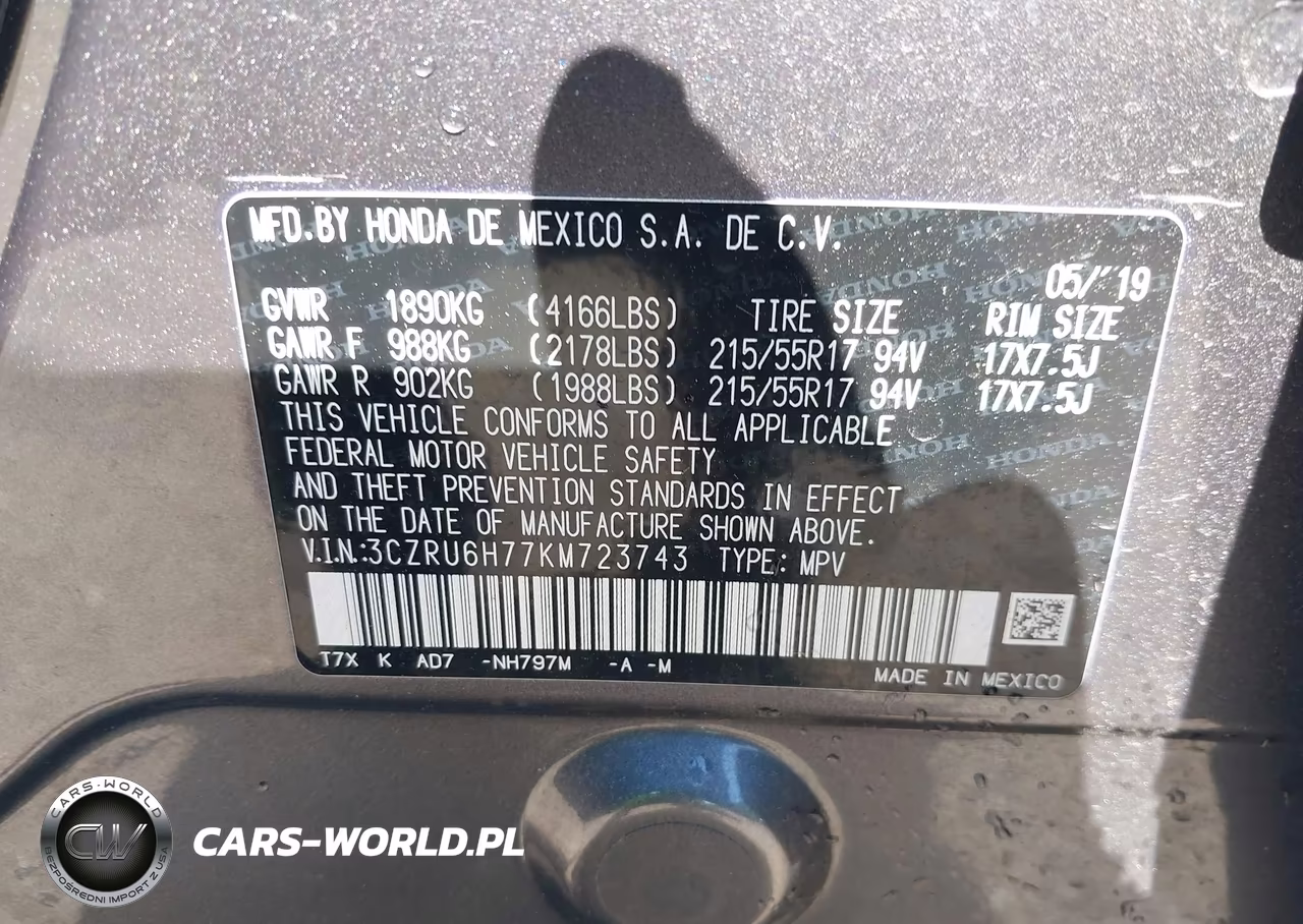2019 Honda Hr-V Ex-L VIN:3CZRU6H77KM723743 - 9
