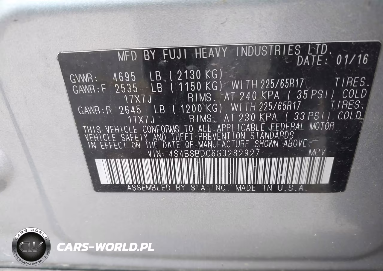 2016 Subaru Outback 2.5I Premium VIN:4S4BSBDC6G3282927 - 9