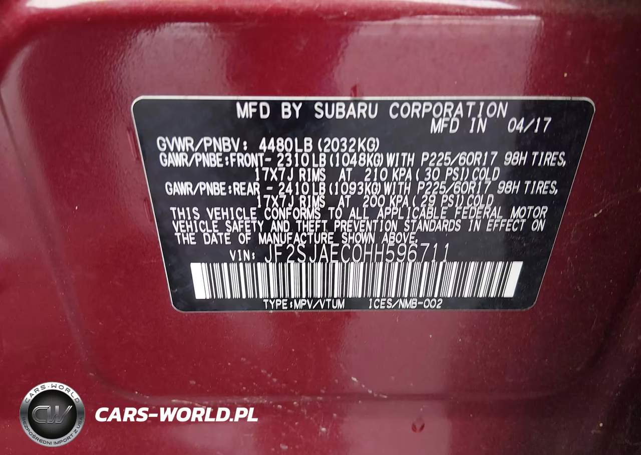 2017 Subaru Forester 2.5I Premium VIN:JF2SJAEC0HH596711 - 9