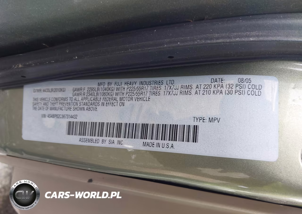 2006 Subaru Outback 2.5I Limited VIN:4S4BP62C567314432 - 9