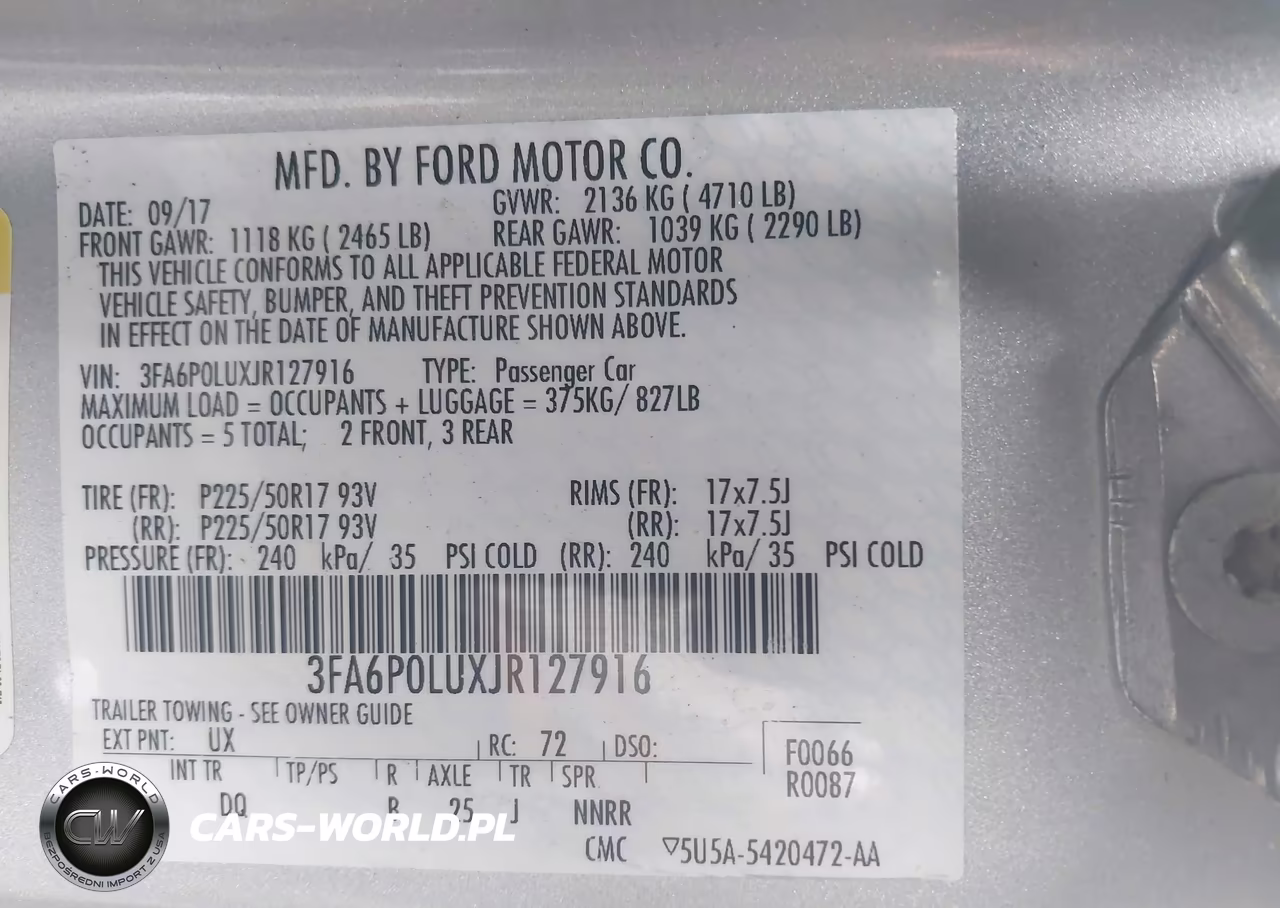 2018 Ford Fusion Hybrid Se VIN:3FA6P0LUXJR127916 - 9