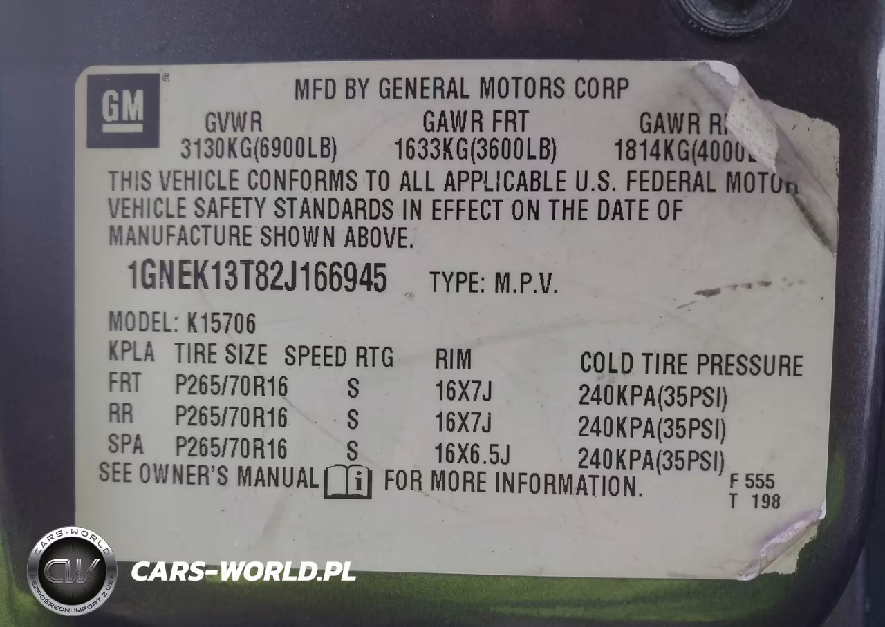 2002 Chevrolet Tahoe Lt VIN:1GNEK13T82J166945 - 9