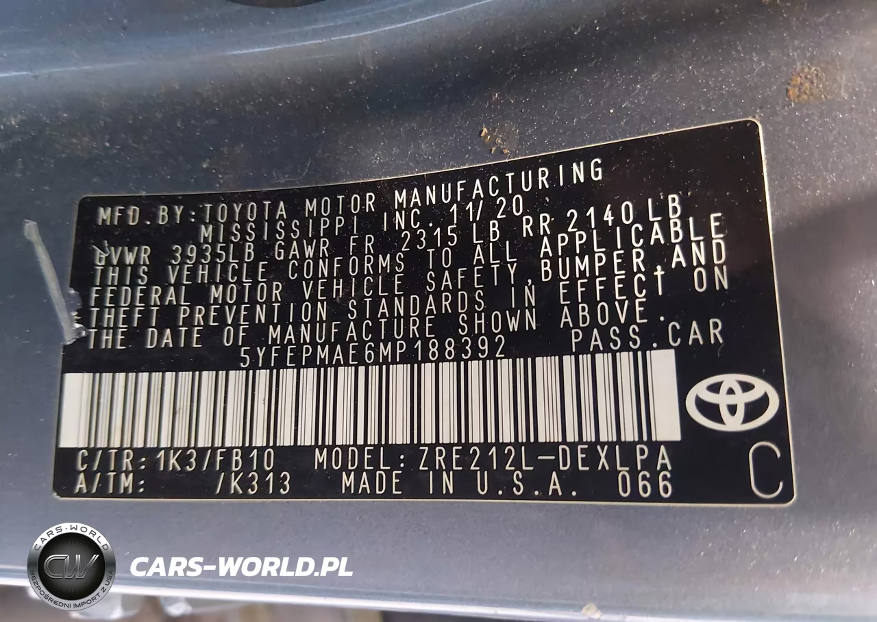 2021 Toyota Corolla Le VIN:5YFEPMAE6MP188392 - 9