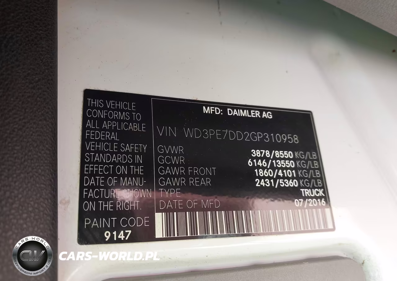 2016 Mercedes-Benz Sprinter 2500 Normal Roof VIN:WD3PE7DD2GP310958 - 9
