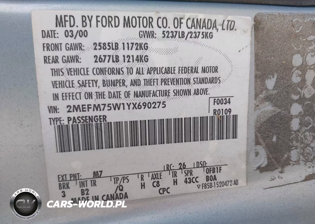 2000 Mercury Grand Marquis Ls VIN:2MEFM75W1YX690275 - 9