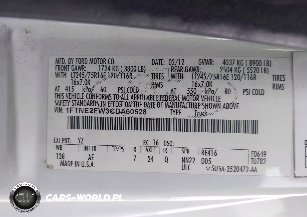 2012 Ford E-250 Commercial VIN:1FTNE2EW3CDA60528 - 9