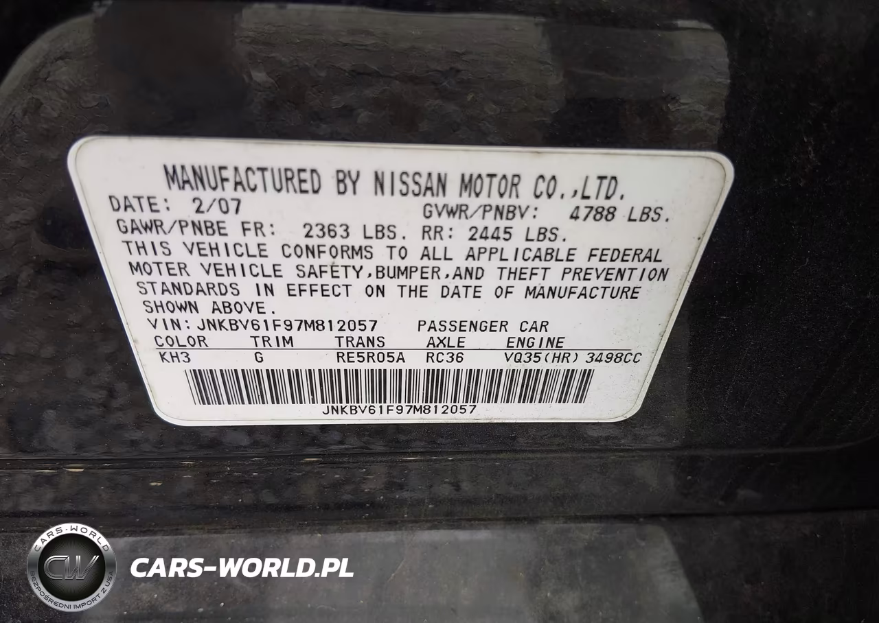 2007 Infiniti G35X VIN:JNKBV61F97M812057 - 9