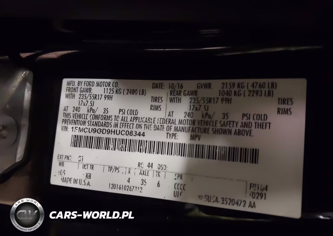 2017 Ford Escape Se VIN:1FMCU9GD9HUC08344 - 9