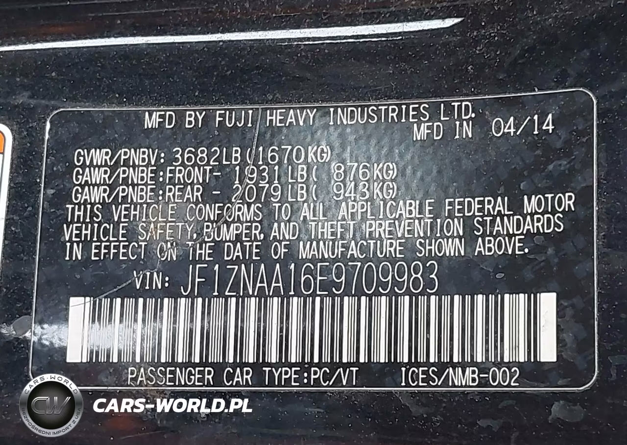 2014 Scion Fr-S VIN:JF1ZNAA16E9709983 - 9