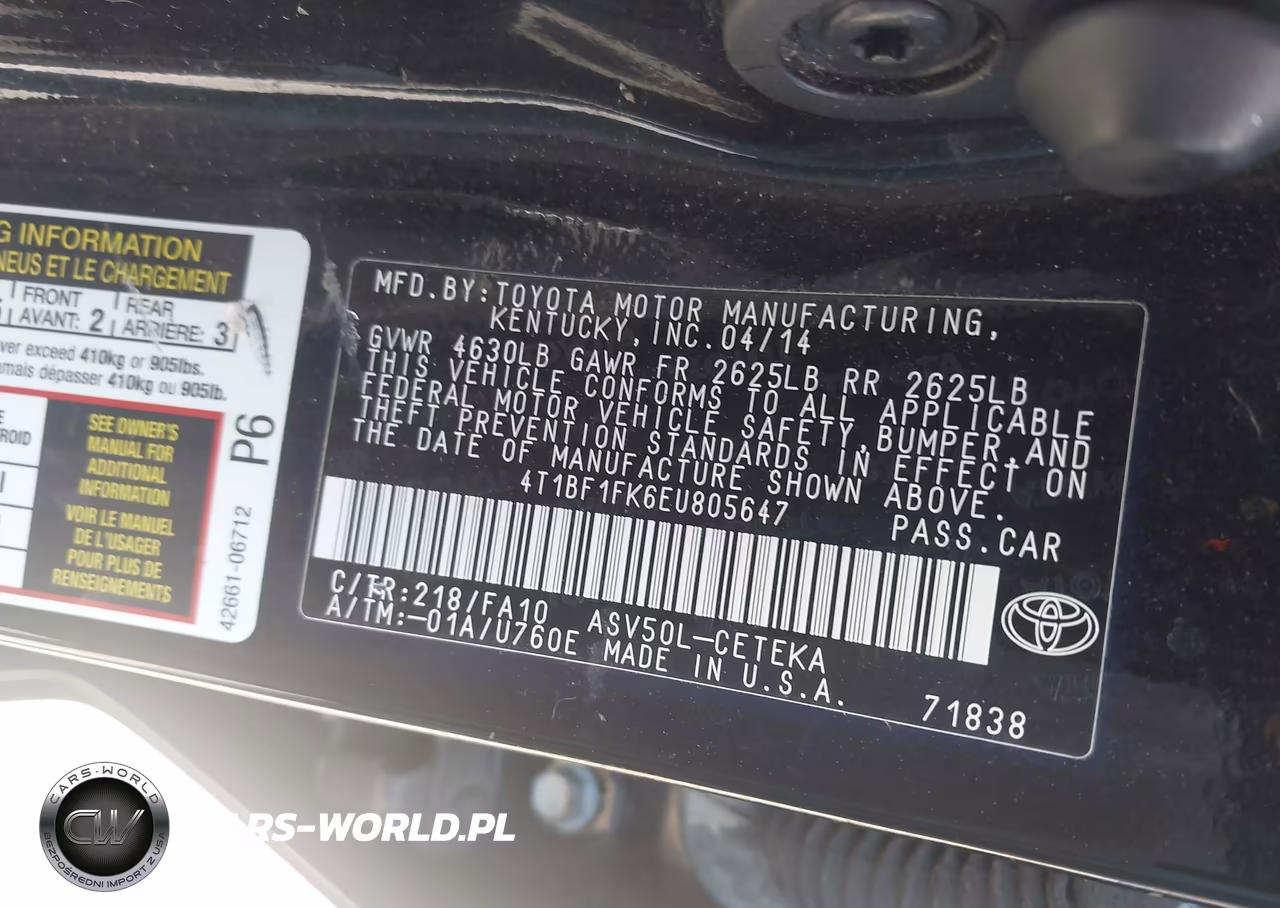 2014 Toyota Camry L VIN:4T1BF1FK6EU805647 - 9