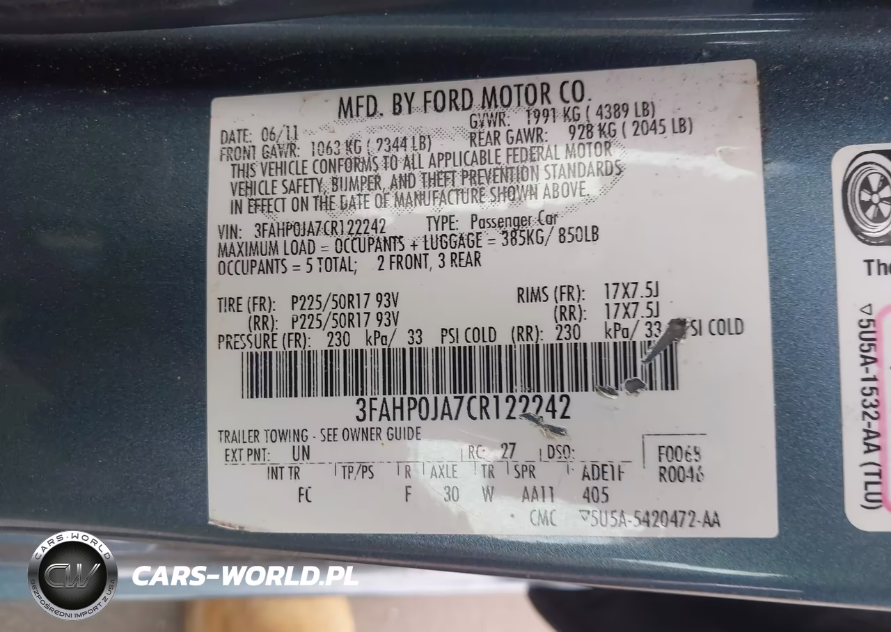 2012 Ford Fusion Sel VIN:3FAHP0JA7CR122242 - 9