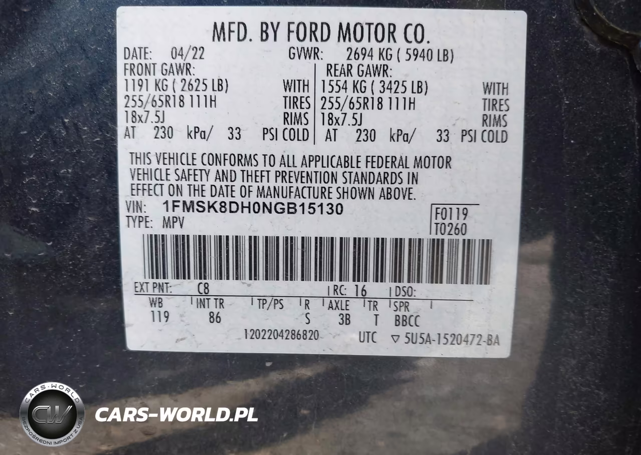2022 Ford Explorer Xlt VIN:1FMSK8DH0NGB15130 - 9