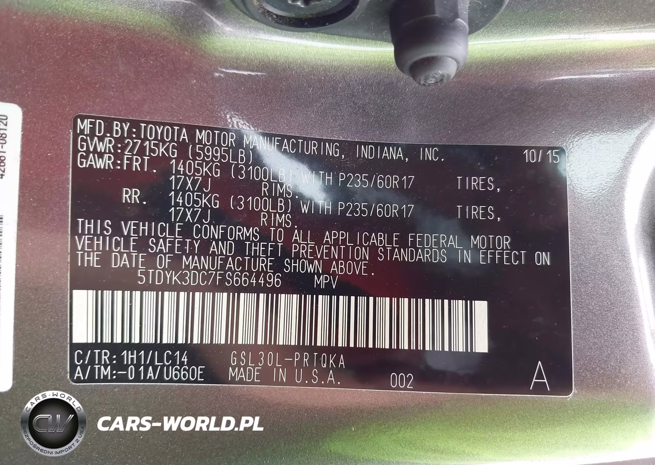 2015 Toyota Sienna Xle Premium 8 Passenger VIN:5TDYK3DC7FS664496 - 9