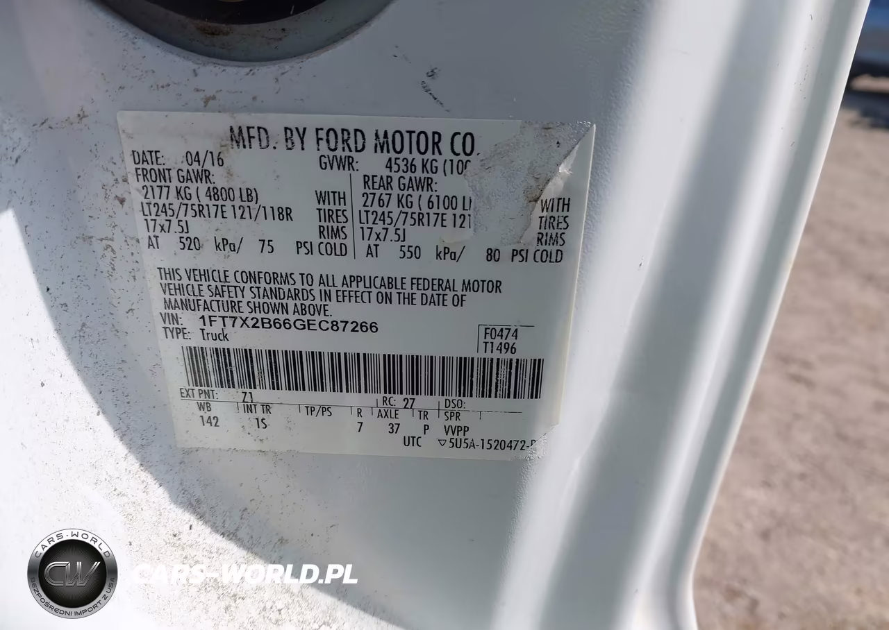 2016 Ford F-250 Xl VIN:1FT7X2B66GEC87266 - 9
