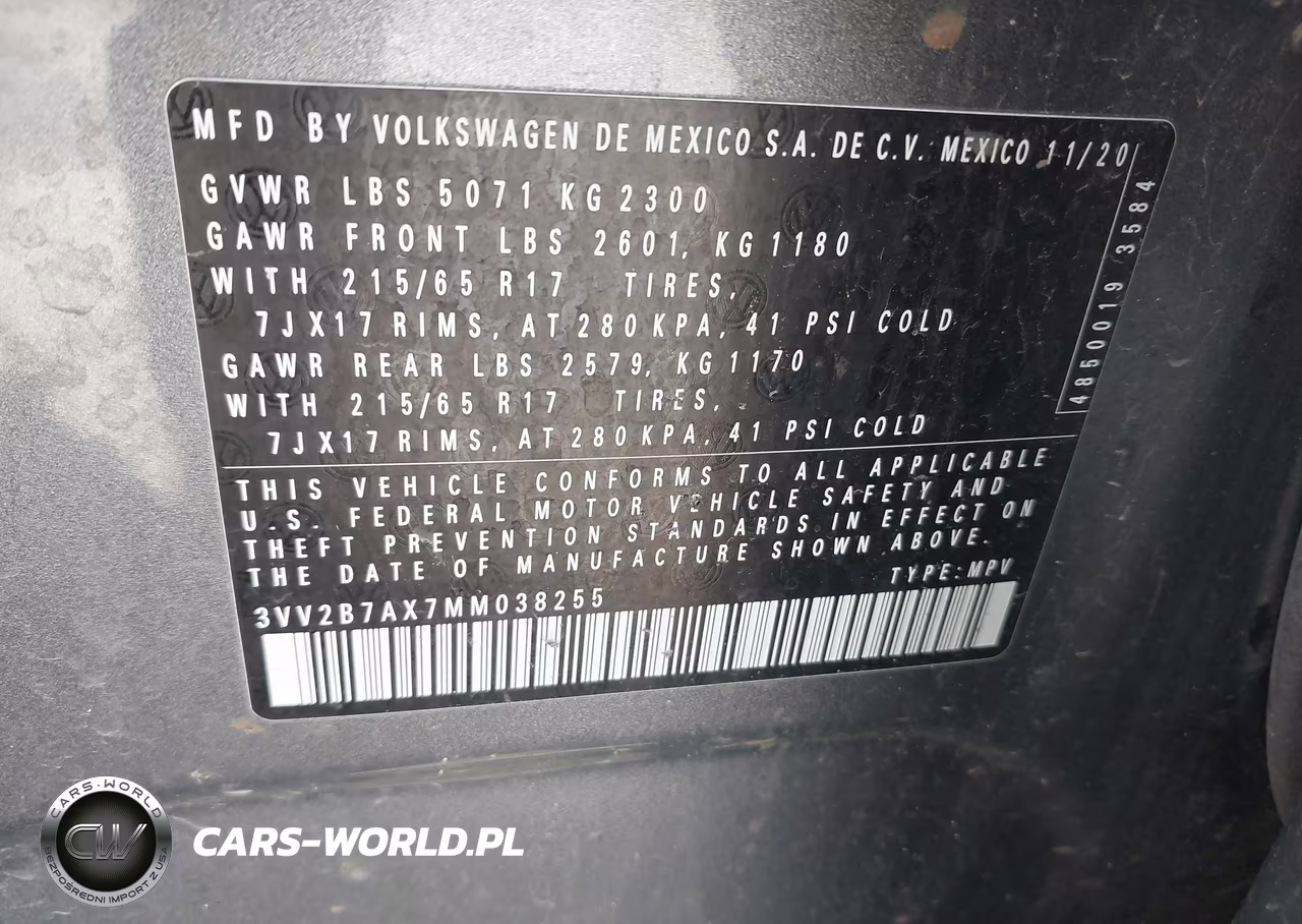 2021 Volkswagen Tiguan 2.0T Se-2.0T Se R-Line Black-2.0T Sel VIN:3VV2B7AX7MM038255 - 9