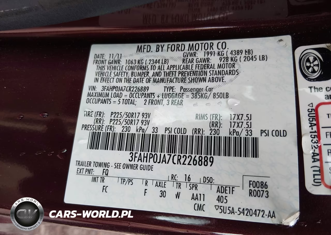 2012 Ford Fusion Sel VIN:3FAHP0JA7CR226889 - 9