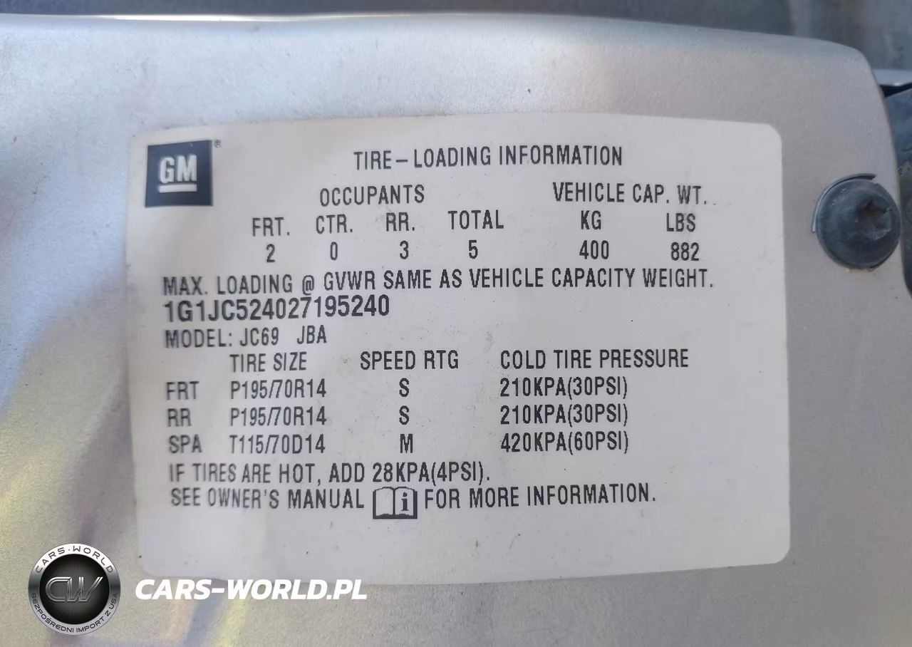 2002 Chevrolet Cavalier VIN:1G1JC524027195240 - 9