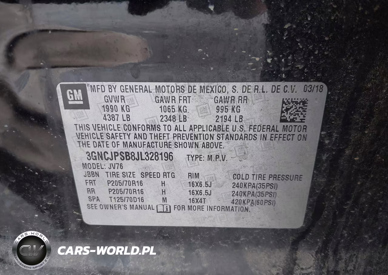 2018 Chevrolet Trax Lt VIN:3GNCJPSB8JL328196 - 9