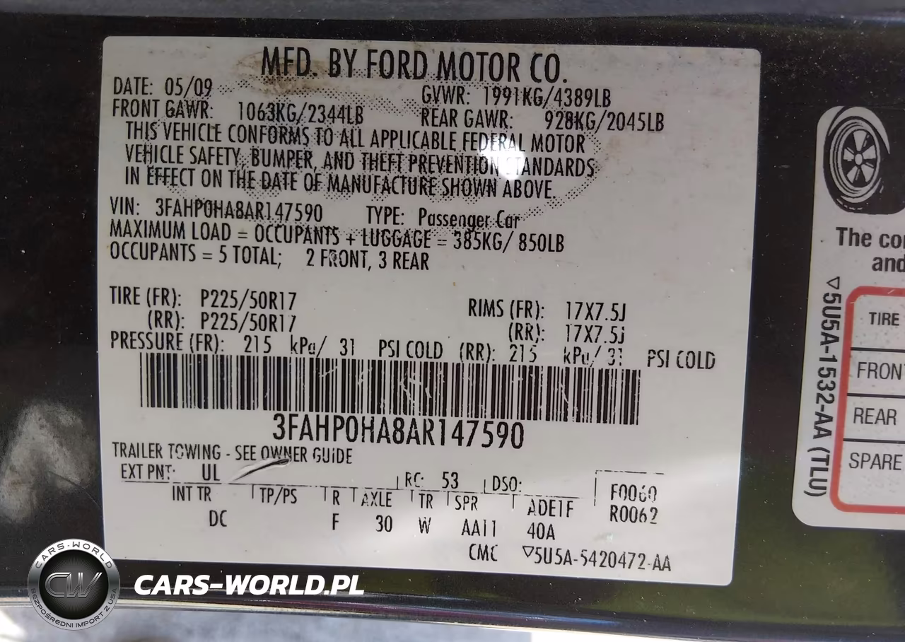 2010 Ford Fusion Se VIN:3FAHP0HA8AR147590 - 9