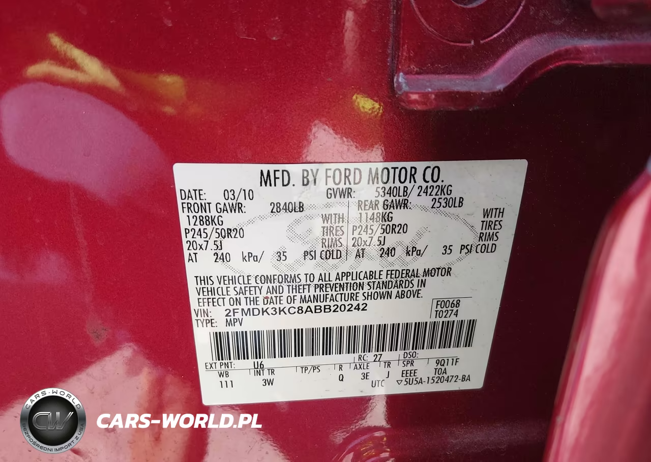 2010 Ford Edge Limited VIN:2FMDK3KC8ABB20242 - 9