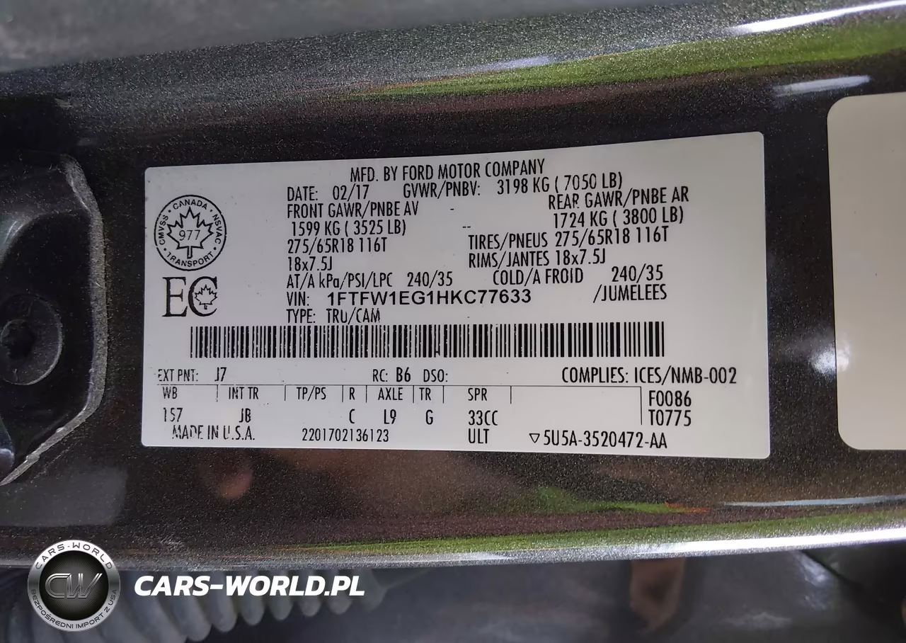 2017 Ford F-150 Xlt VIN:1FTFW1EG1HKC77633 - 9