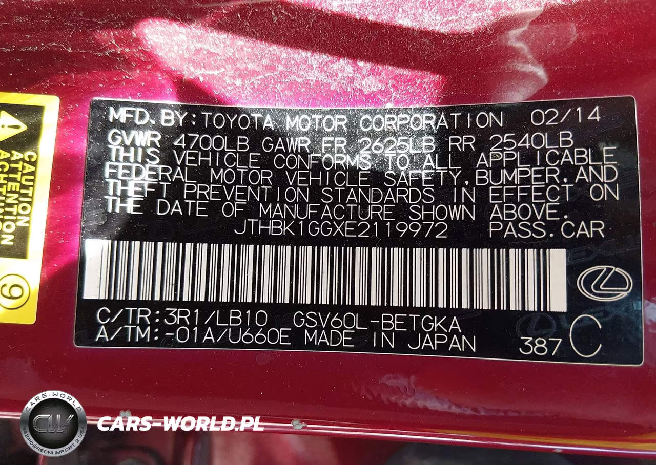 2014 Lexus Es 350 VIN:JTHBK1GGXE2119972 - 9