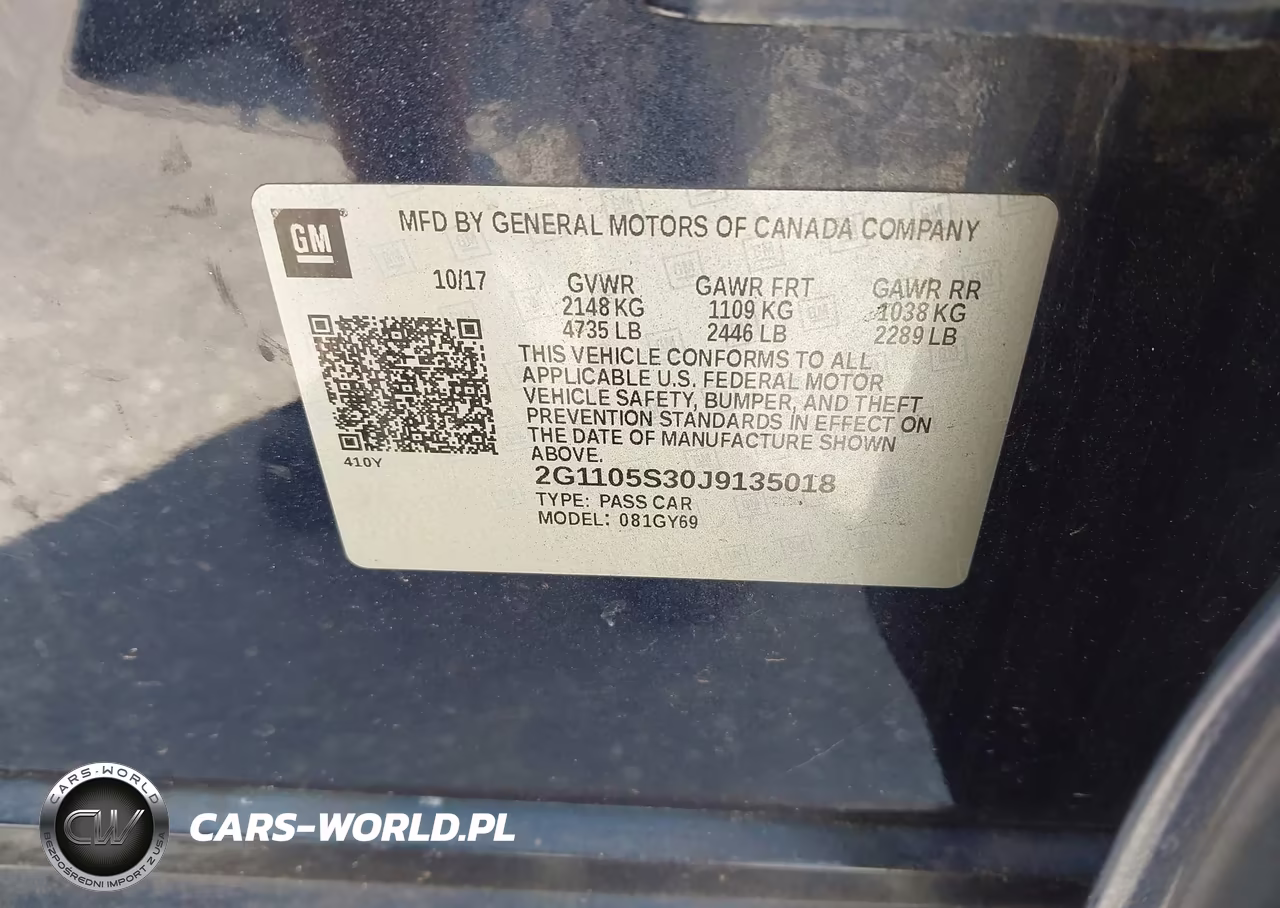 2018 Chevrolet Impala 1Lt VIN:2G1105S30J9135018 - 9