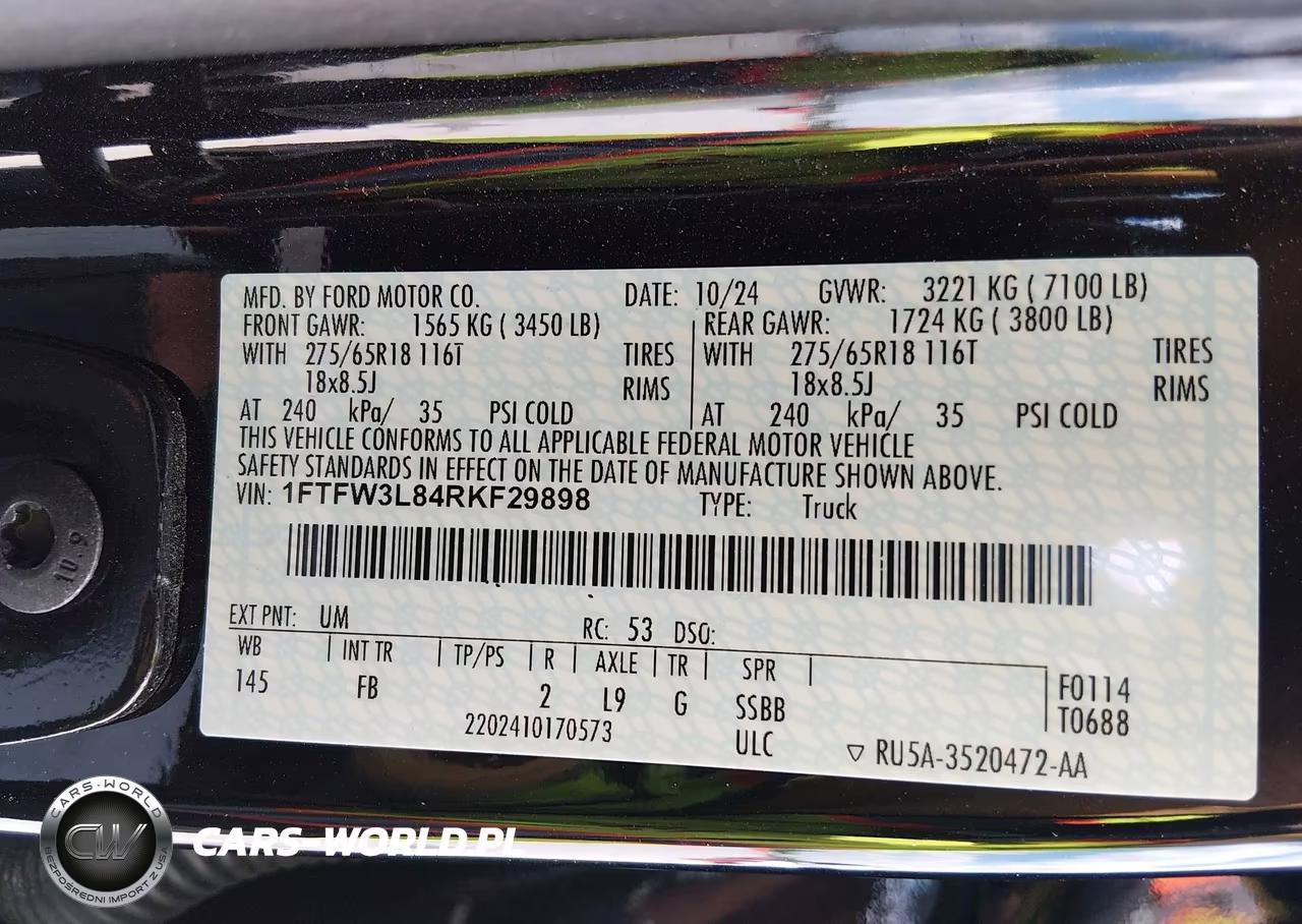 2024 Ford F-150 Xlt VIN:1FTFW3L84RKF29898 - 9