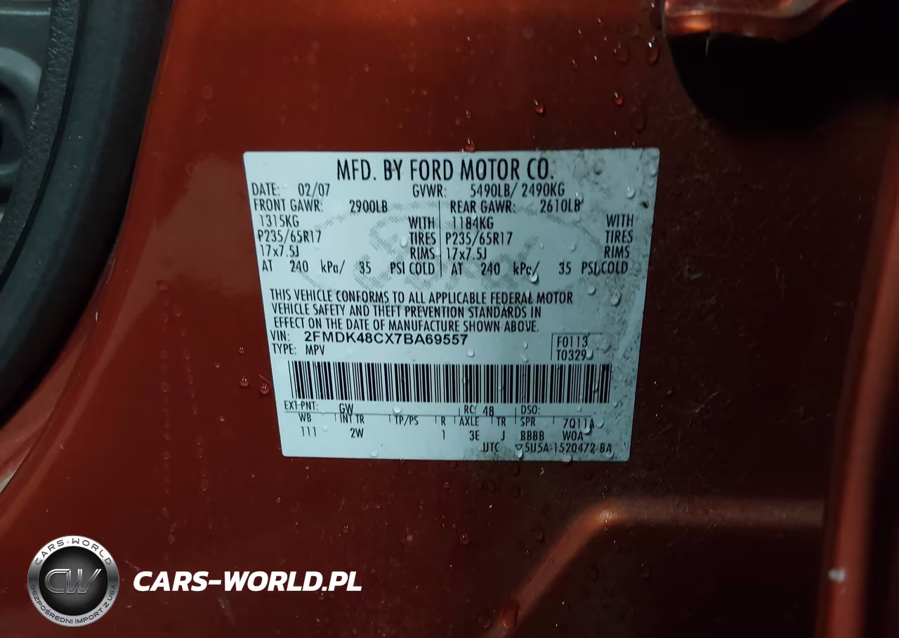 2007 Ford Edge Sel VIN:2FMDK48CX7BA69557 - 9