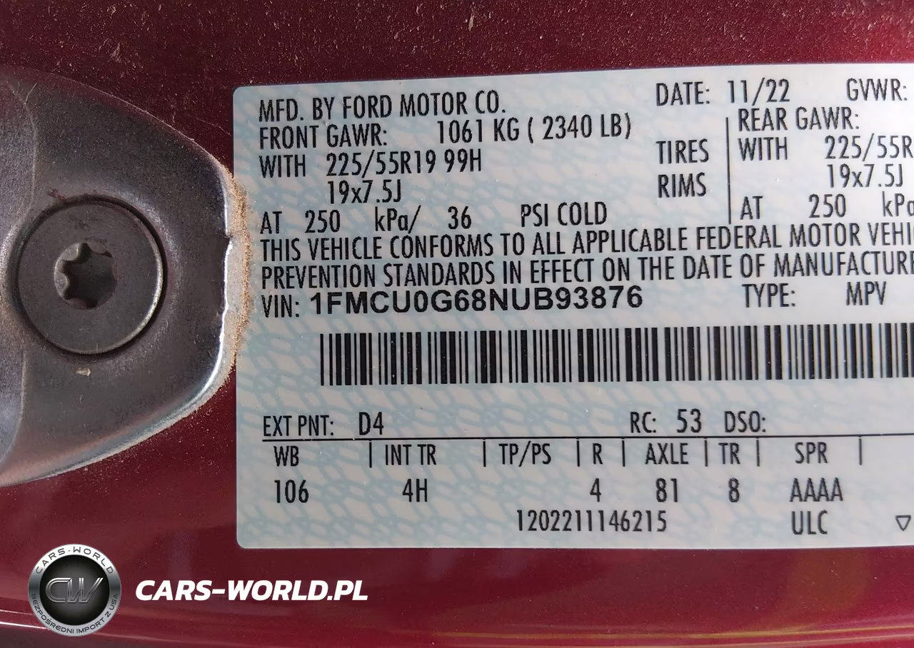 2022 Ford Escape Se VIN:1FMCU0G68NUB93876 - 9
