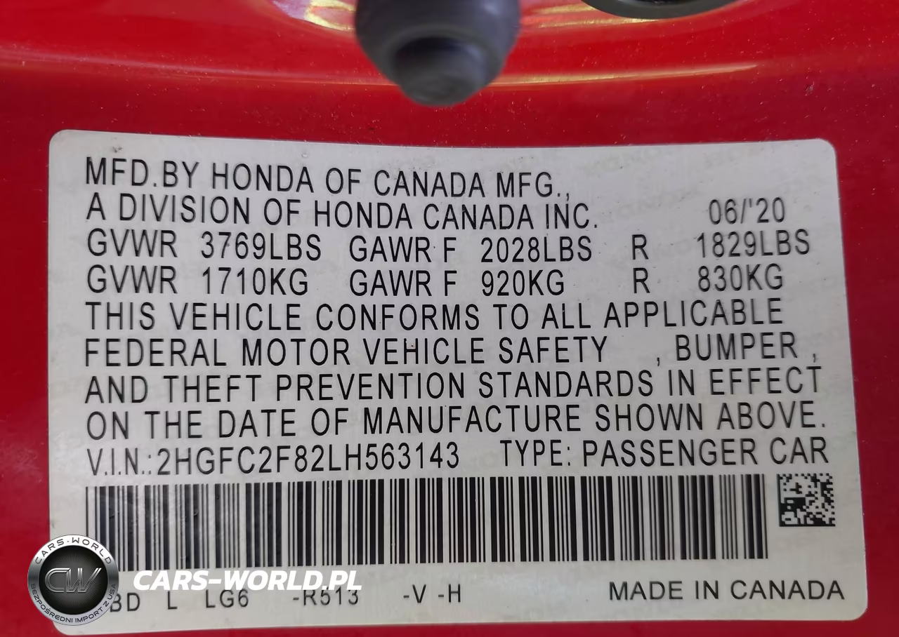 2020 Honda Civic Sport VIN:2HGFC2F82LH563143 - 9