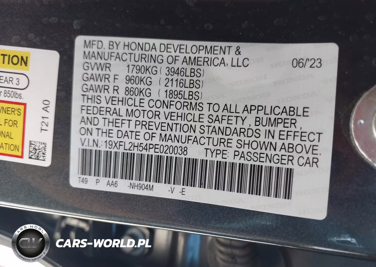 2023 Honda Civic Lx VIN:19XFL2H54PE020038 - 9