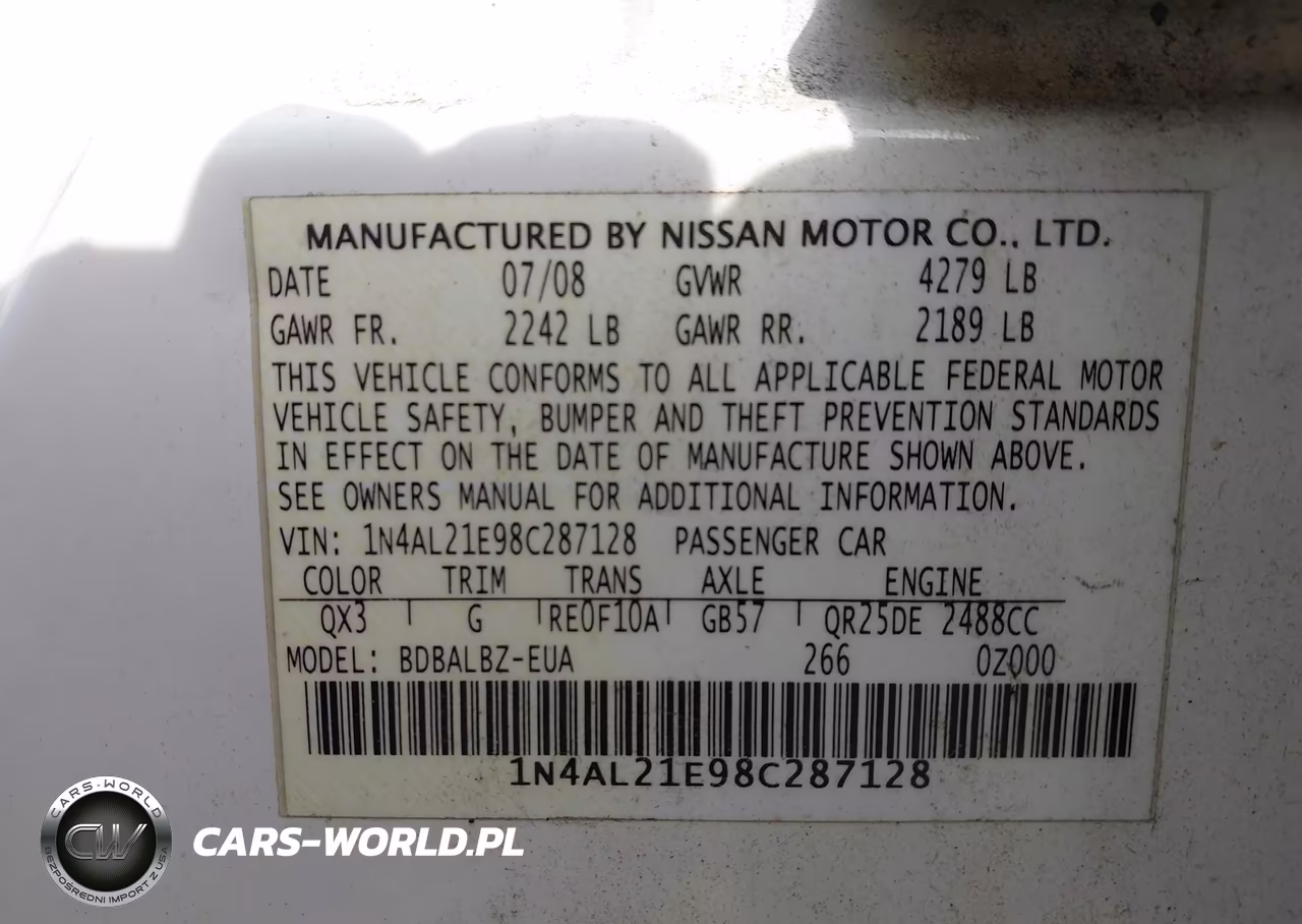 2008 Nissan Altima 2.5 S VIN:1N4AL21E98C287128 - 9