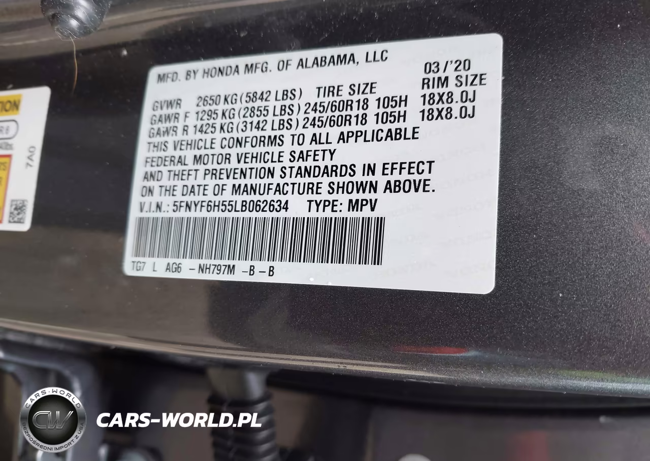2020 Honda Pilot Ex-L VIN:5FNYF6H55LB062634 - 9