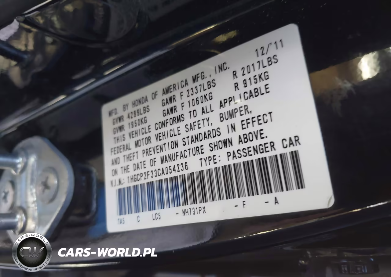 2012 Honda Accord 2.4 Lx VIN:1HGCP2F33CA054236 - 9