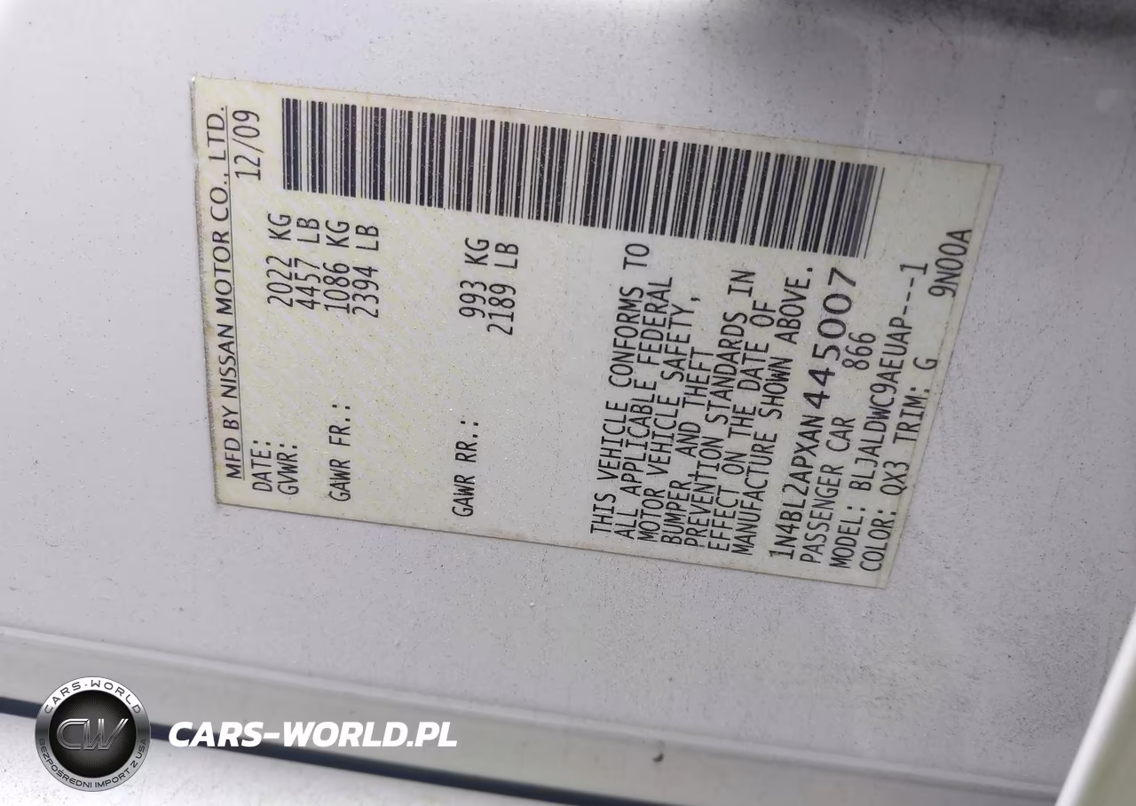 2010 Nissan Altima 3.5 Sr VIN:1N4BL2APXAN445007 - 9