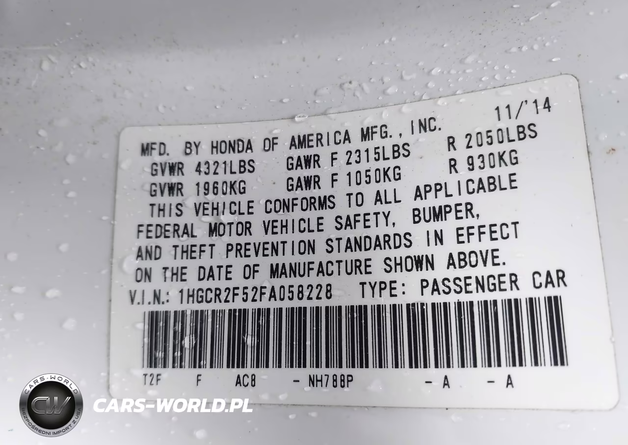 2015 Honda Accord Sport VIN:1HGCR2F52FA058228 - 9
