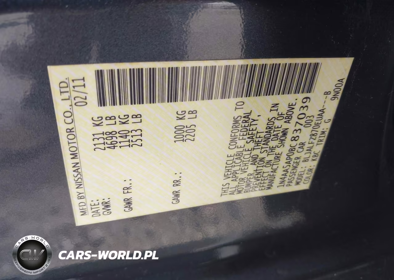 2011 Nissan Maxima 3.5 Sv VIN:1N4AA5AP0BC837039 - 9