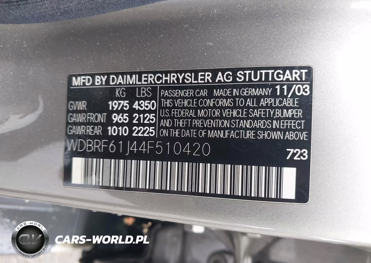 2004 Mercedes-Benz C 240 VIN:WDBRF61J44F510420 - 9