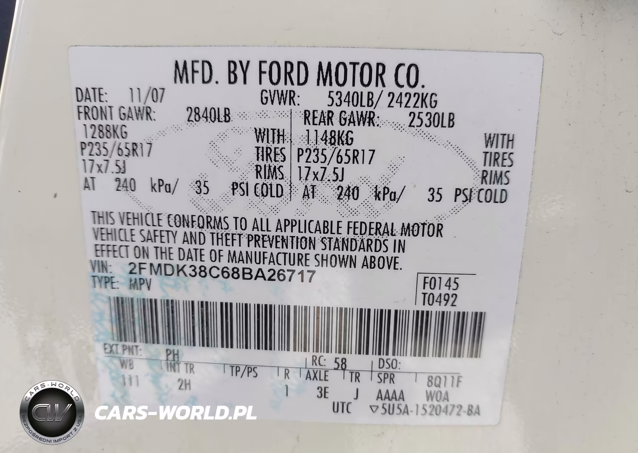 2008 Ford Edge Sel VIN:2FMDK38C68BA26717 - 9
