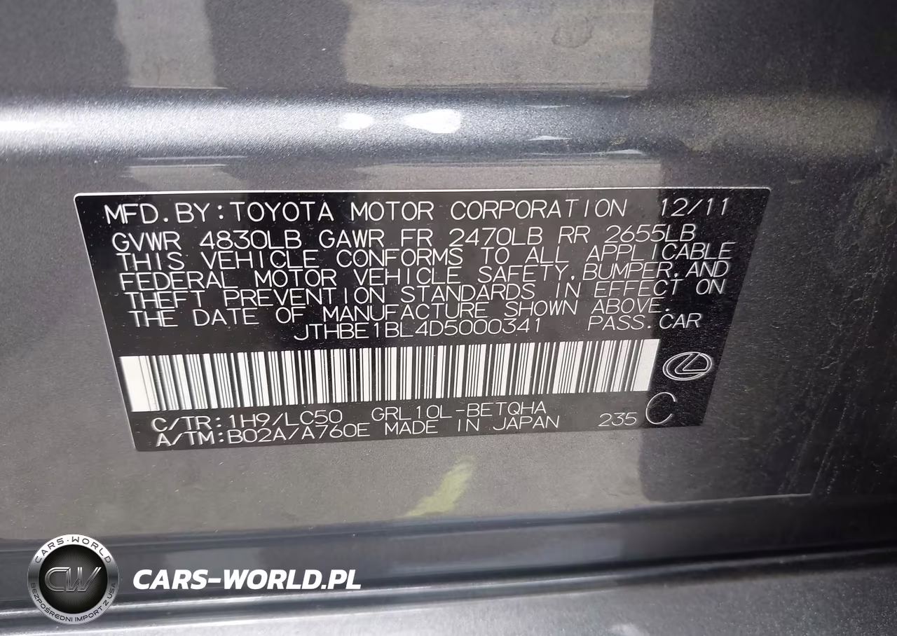 2013 Lexus Gs 350 VIN:JTHBE1BL4D5000341 - 9